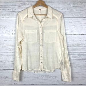 Free People//Cotton Spandex Sheer Button Down
